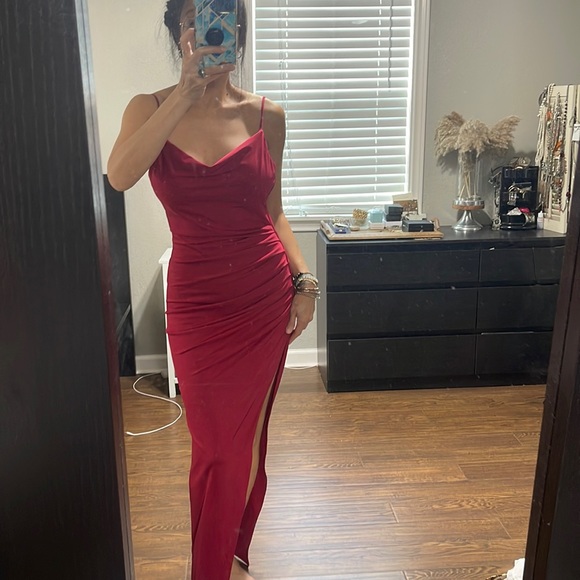 NBD Dresses & Skirts - NEW WITH TAGS RED COWL NECK MAXI